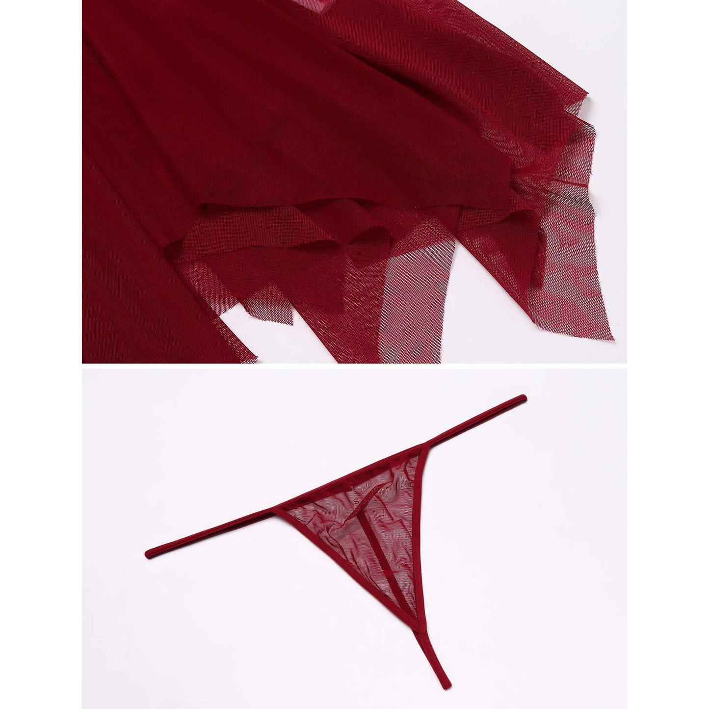 Women Lace Babydoll Lingerie Front Closure V Neck Nightwear