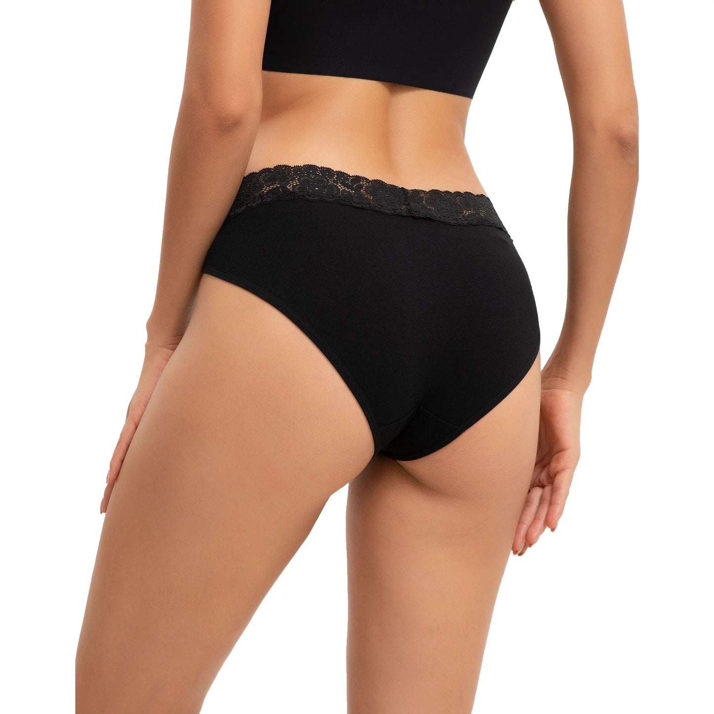 Women’s High Cut Lace Bikini Panties Soft Cotton Underwear