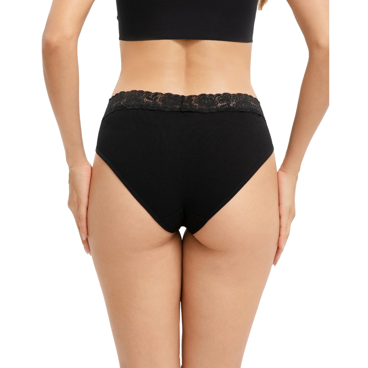 Women’s High Cut Lace Bikini Panties Soft Cotton Underwear