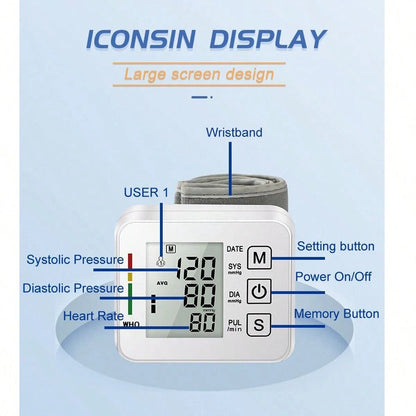 Discount 50% - Electronic Wrist Blood Pressure LCD Monitor