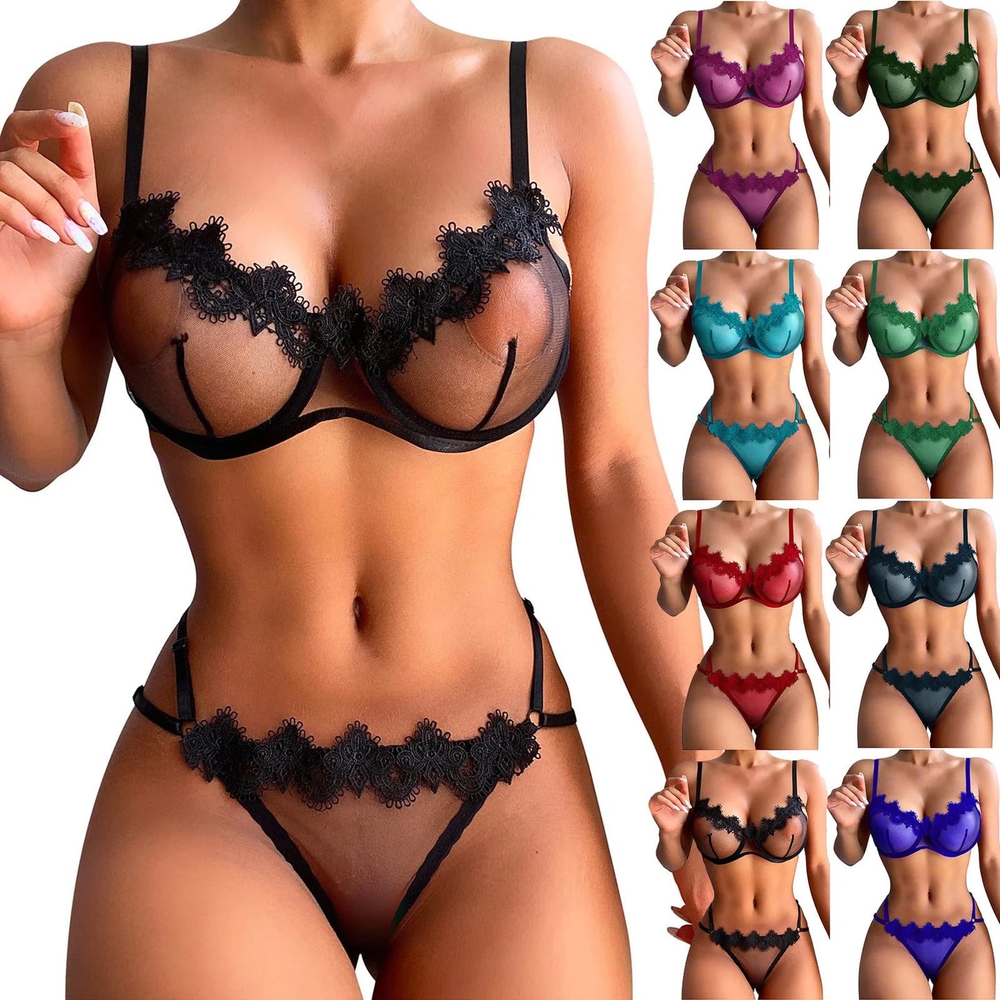 Lingerie for Women,Plus Size Exotic Floral Lace Lingerie Set