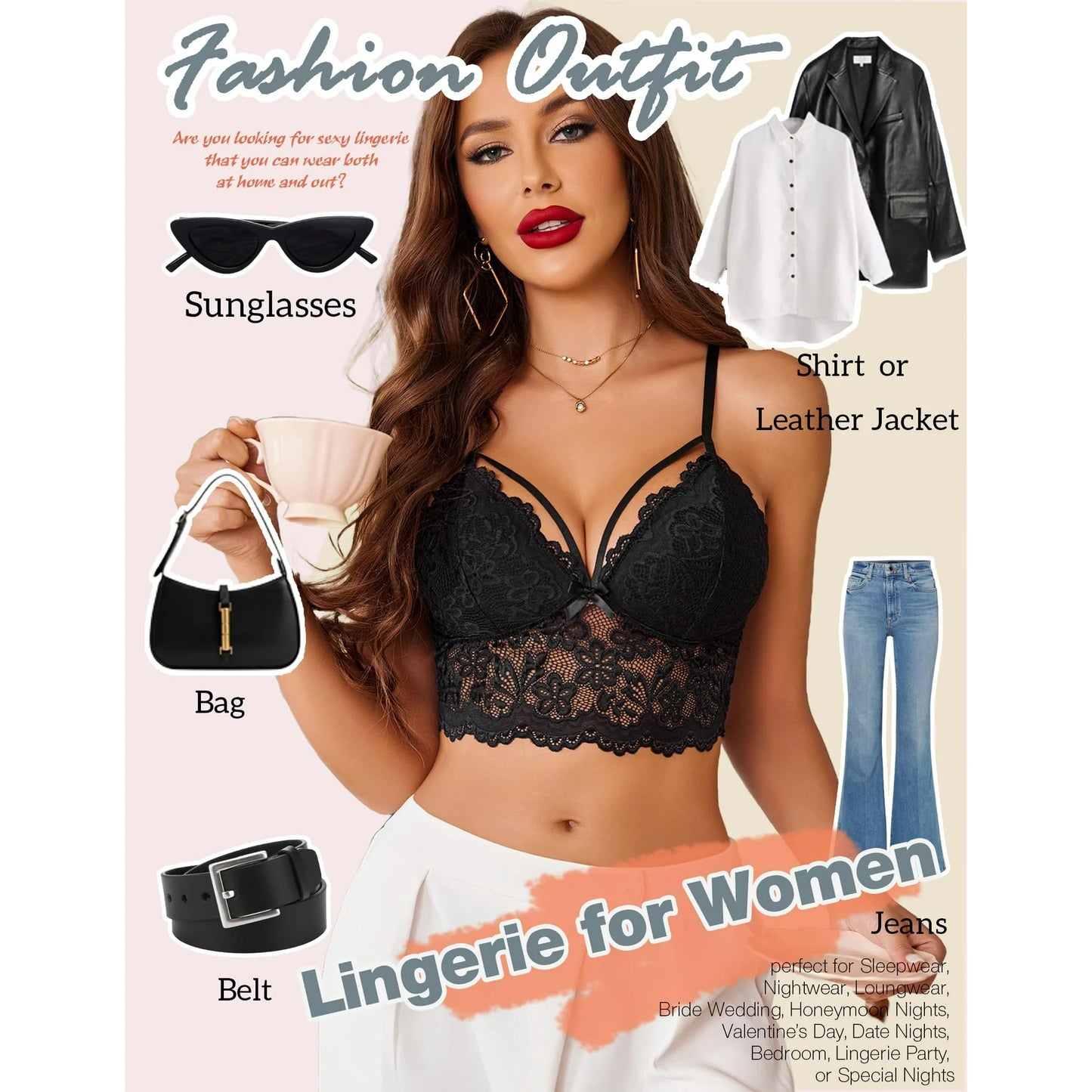 Bra for Women Spaghetti Adjustable Strap Bustier Tops Lingerie Sexy Camisoles Bra Crop Tops No Underwire Tank